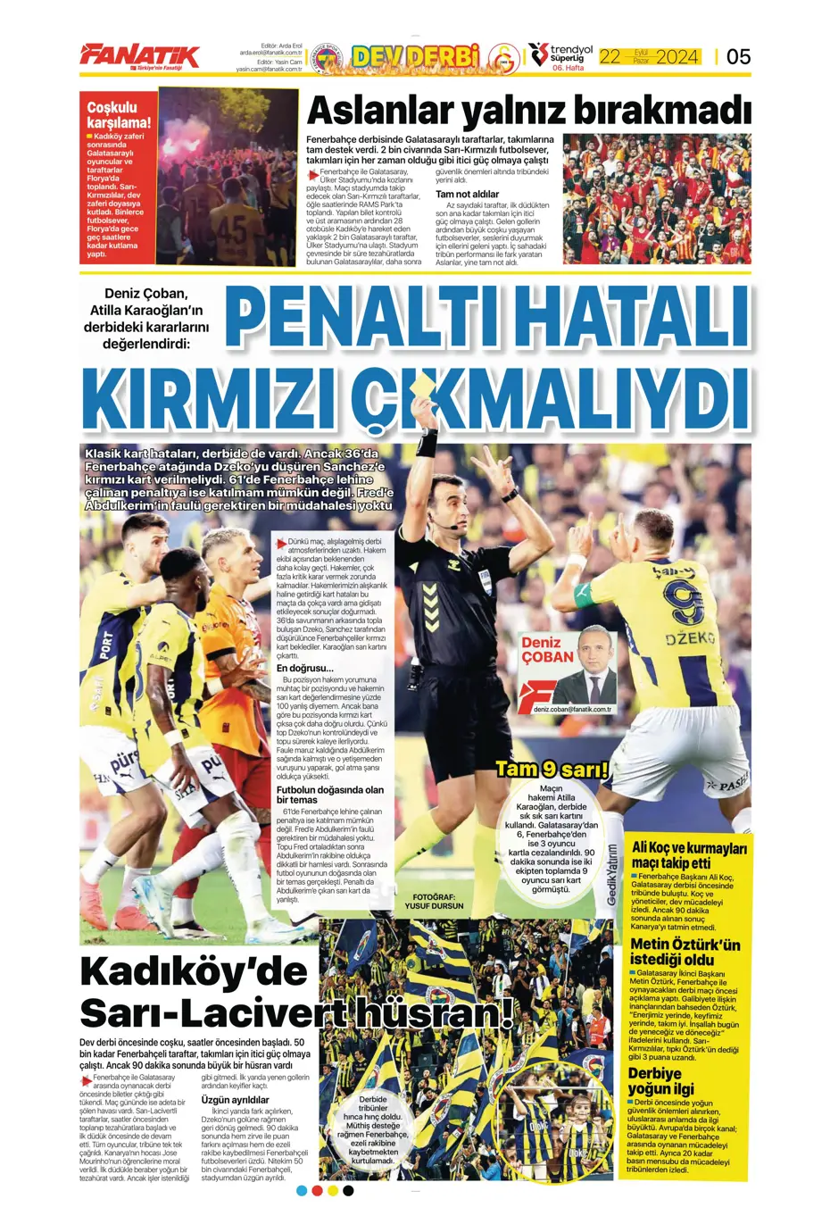 "Şampiyon Kadıköy'ü selamladı!" | Sporun manşetleri (22 Eylül 2024) - 8