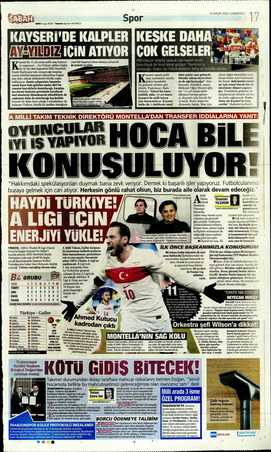 "Jorginho sürprizi" | Sporun manşetleri (16 Kasım 2024) - 19