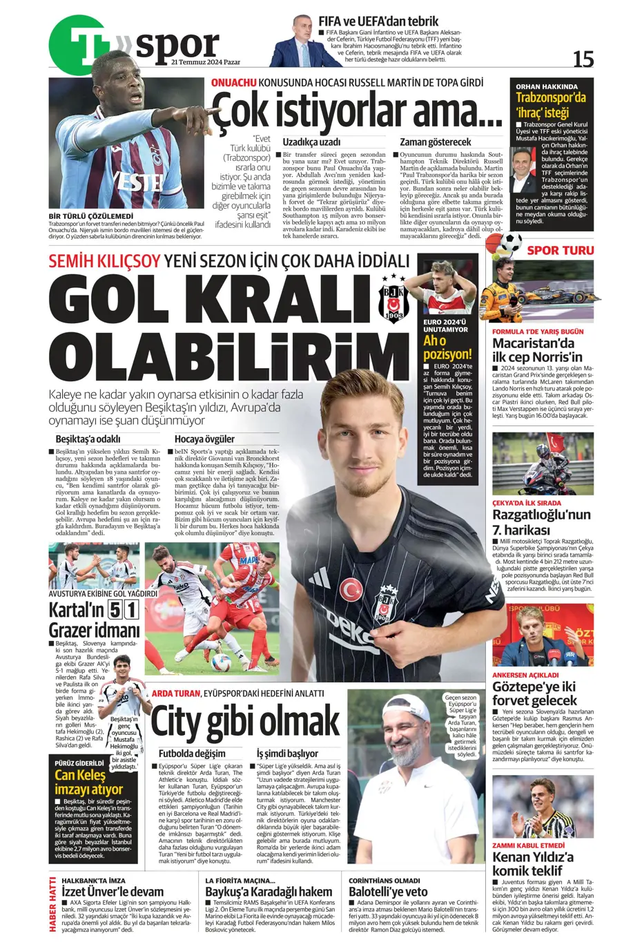 "Fenerbahçe'den Berge hamlesi" | Sporun Manşetleri (21 Temmuz 2024) - 39