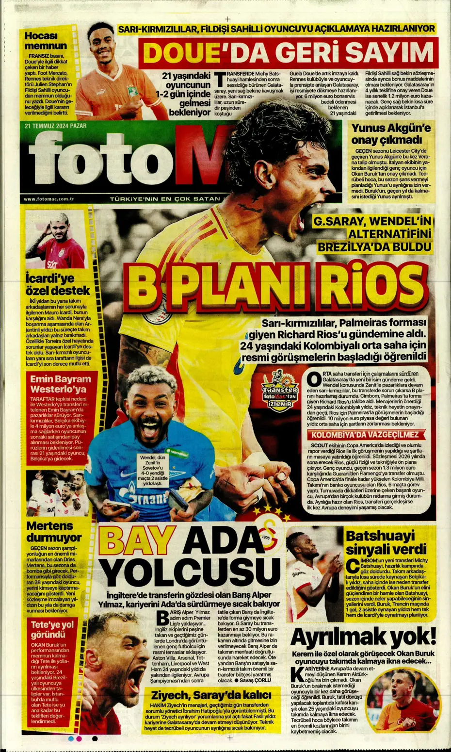 "Fenerbahçe'den Berge hamlesi" | Sporun Manşetleri (21 Temmuz 2024) - 13 "Fenerbahçe'den Berge hamlesi" | Sporun Manşetleri (21 Temmuz 2024) - 13