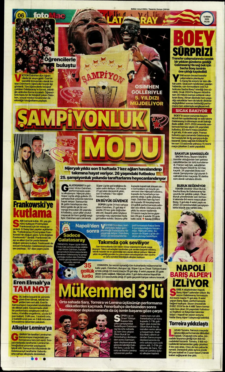 "Dzeko'nun yerine Müller" | Sporun manşetleri - 15