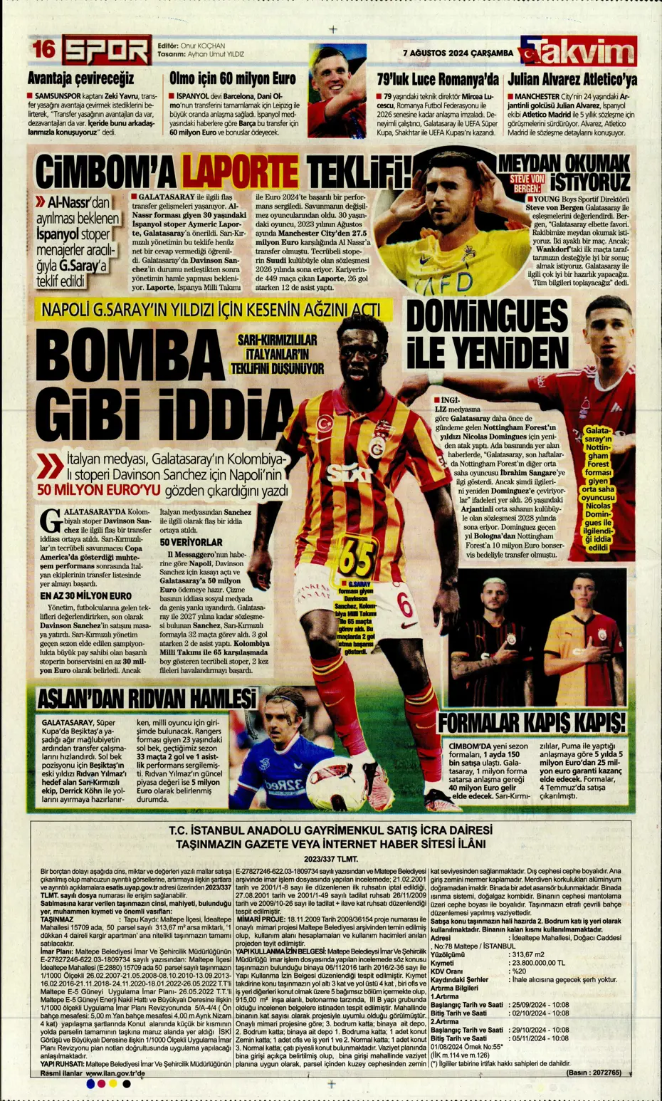 "12 milyon euroya Becao" | Sporun manşetleri - 32 "12 milyon euroya Becao" | Sporun manşetleri - 32
