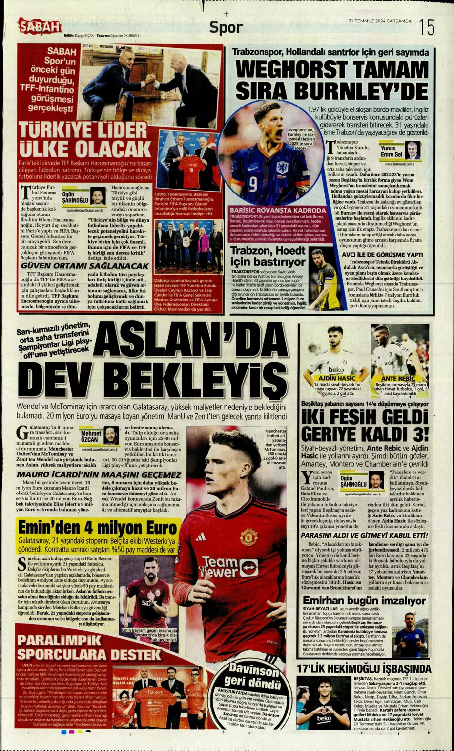 "Galatasaray'da orta sahada kriz var" | Sporun manşetleri - 23