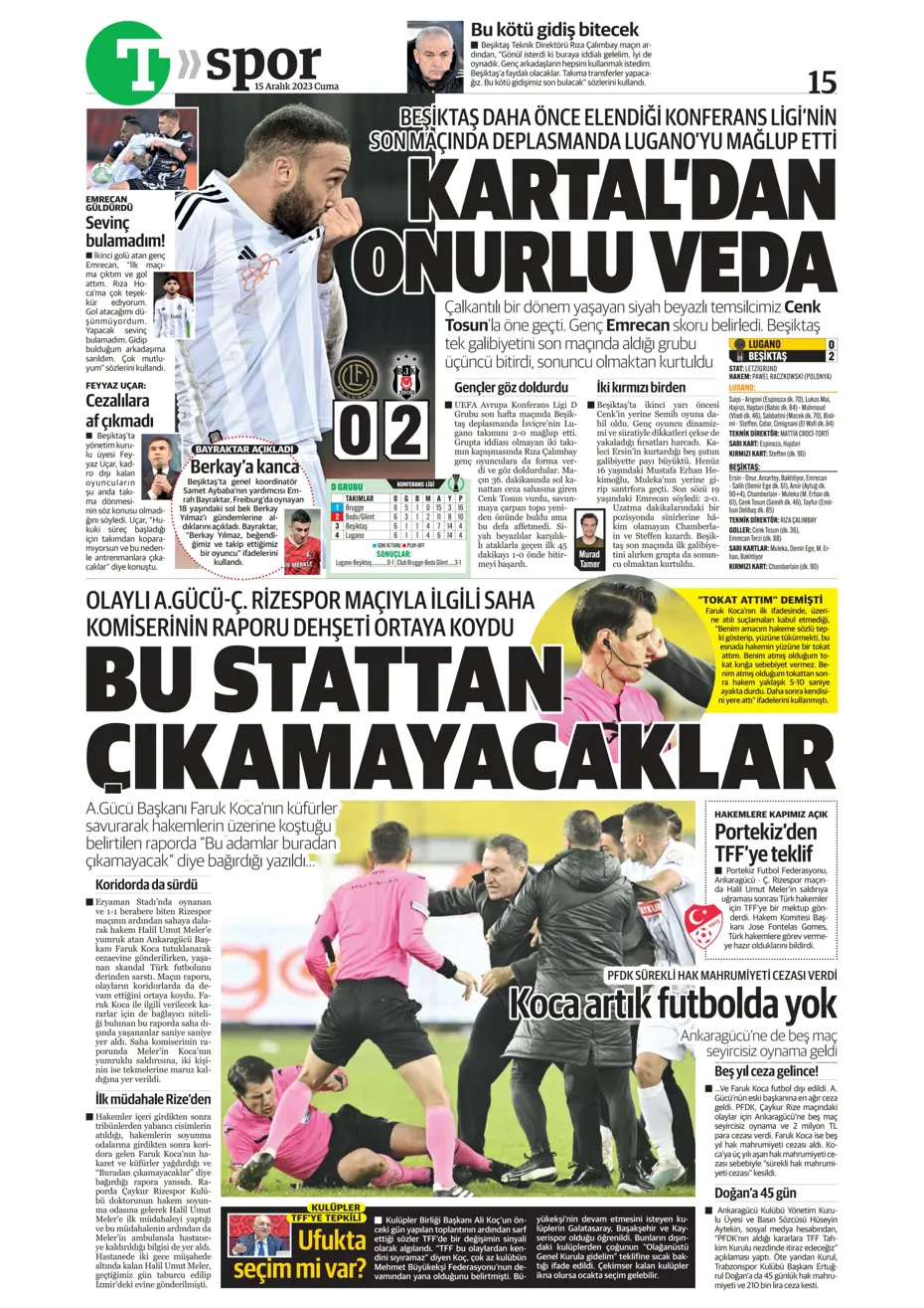 "Aslan'dan Jorginho bombası" | Sporun manşetleri (15 Aralık 2023) - 41