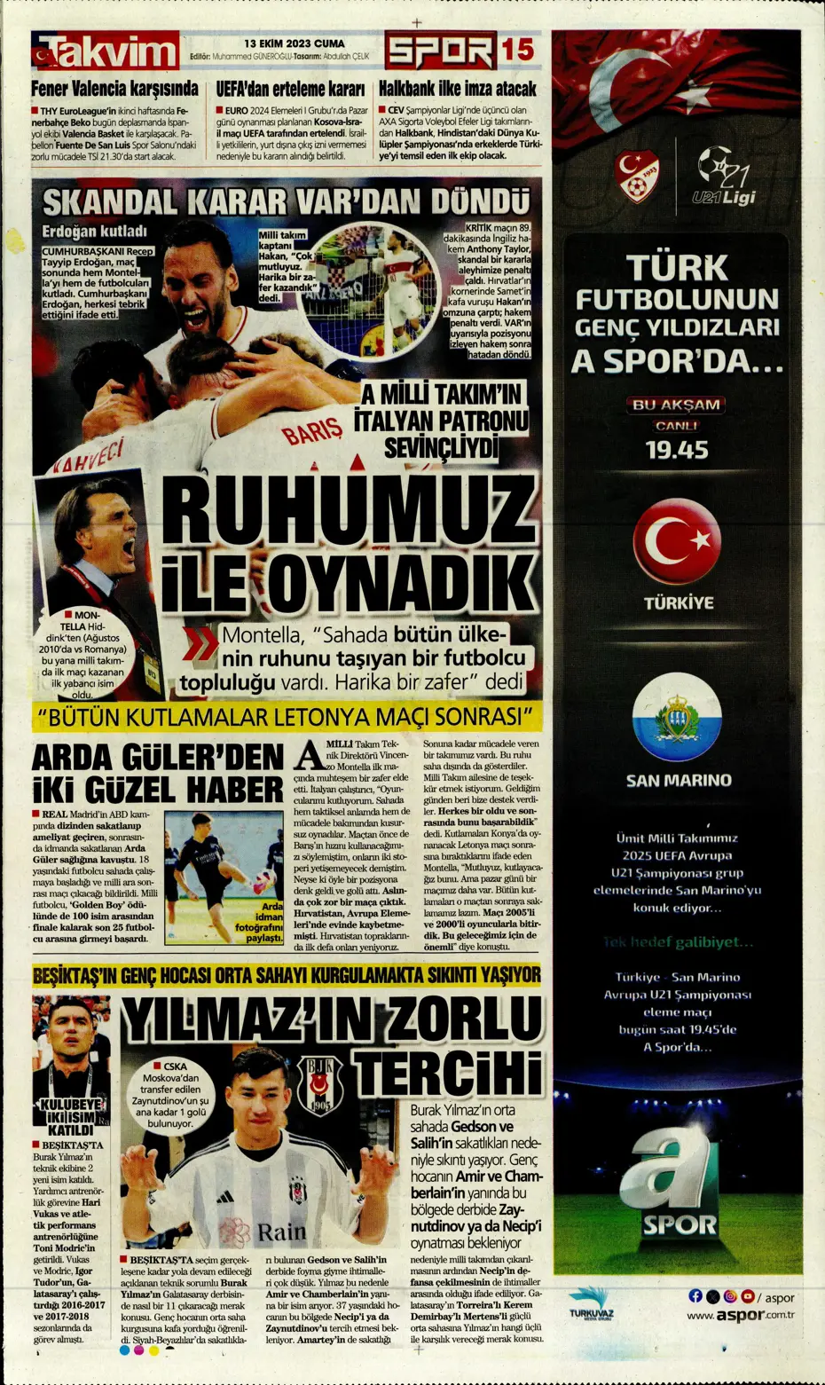 "Barış Yılmaz Türkiye yıkılmaz" | Sporun manşetleri (13 Ekim 2023) - 35 "Barış Yılmaz Türkiye yıkılmaz" | Sporun manşetleri (13 Ekim 2023) - 35