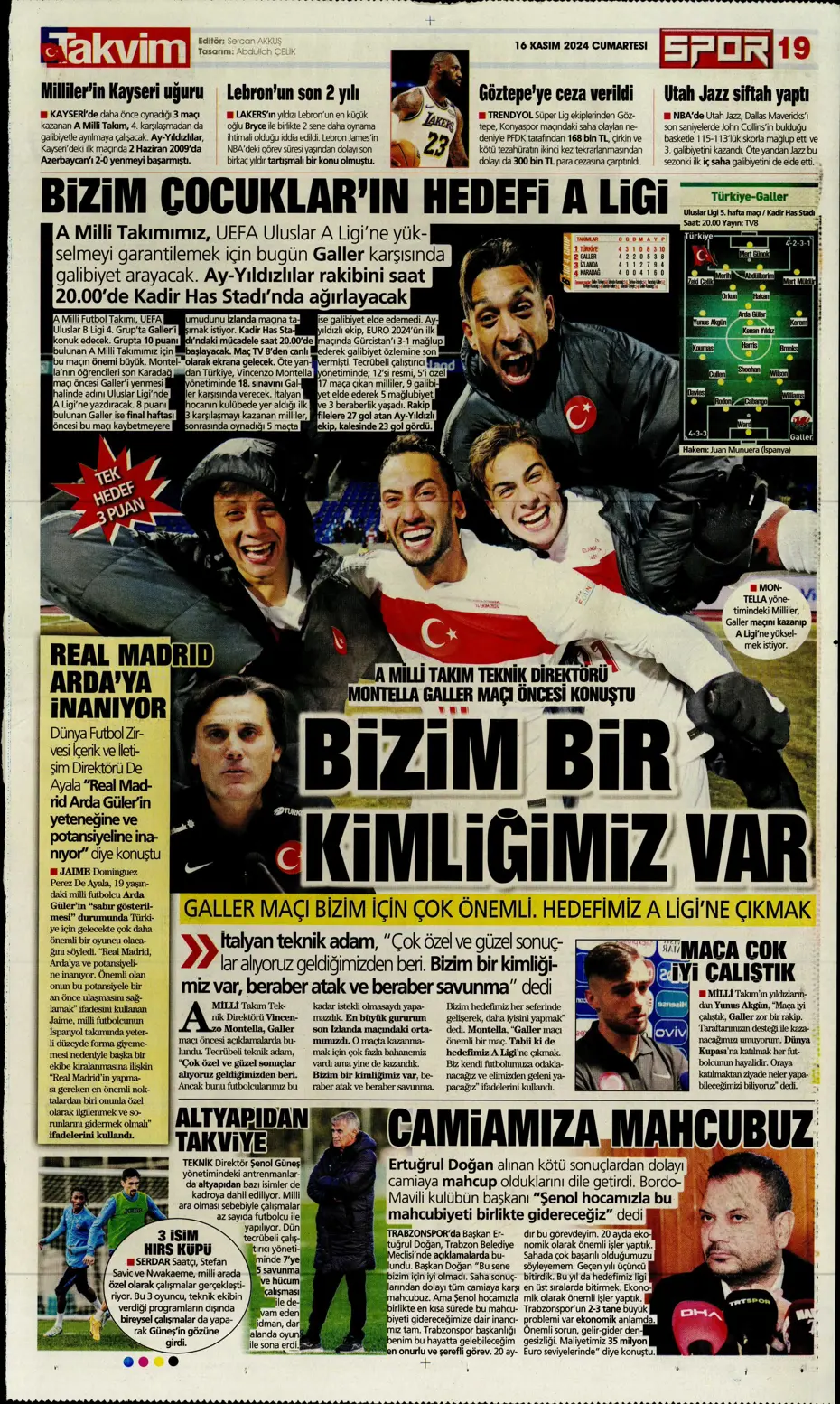 "Jorginho sürprizi" | Sporun manşetleri (16 Kasım 2024) - 21