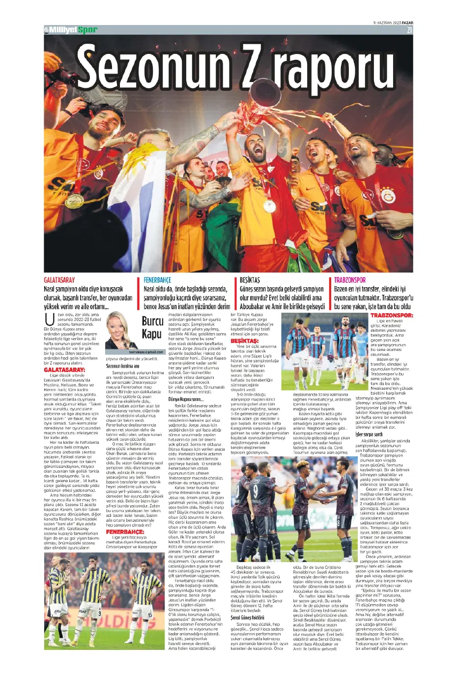 "F.Bahçe'ye veda etti" | Sporun manşetleri (11 Haziran 2023) - 17