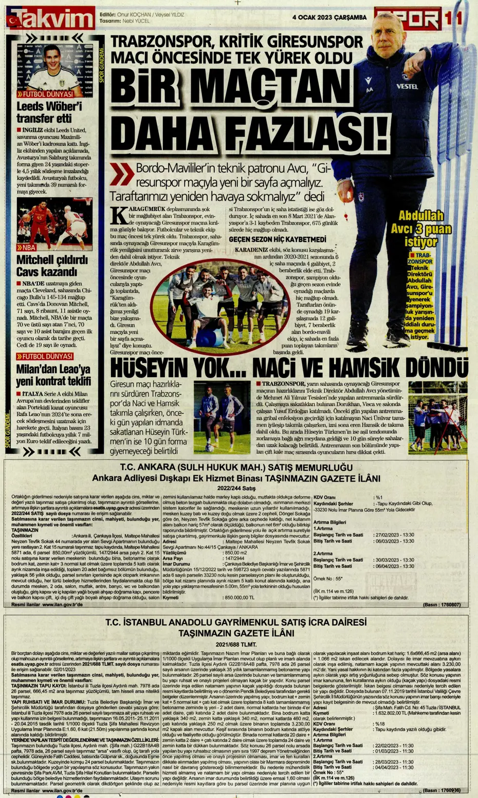 Sporun Manşetleri (4 Ocak 2023) - 31