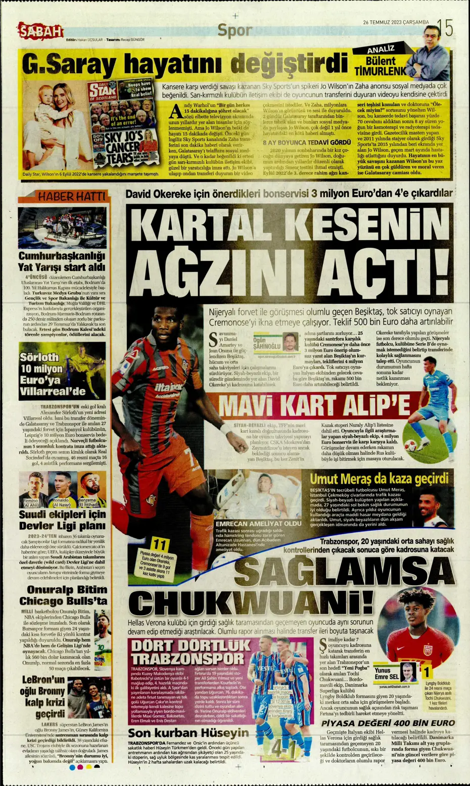 "Beşiktaş'ın istediği Rebic Fenerbahçe'ye" | Sporun manşetleri (26 Temmuz 2023) - 21