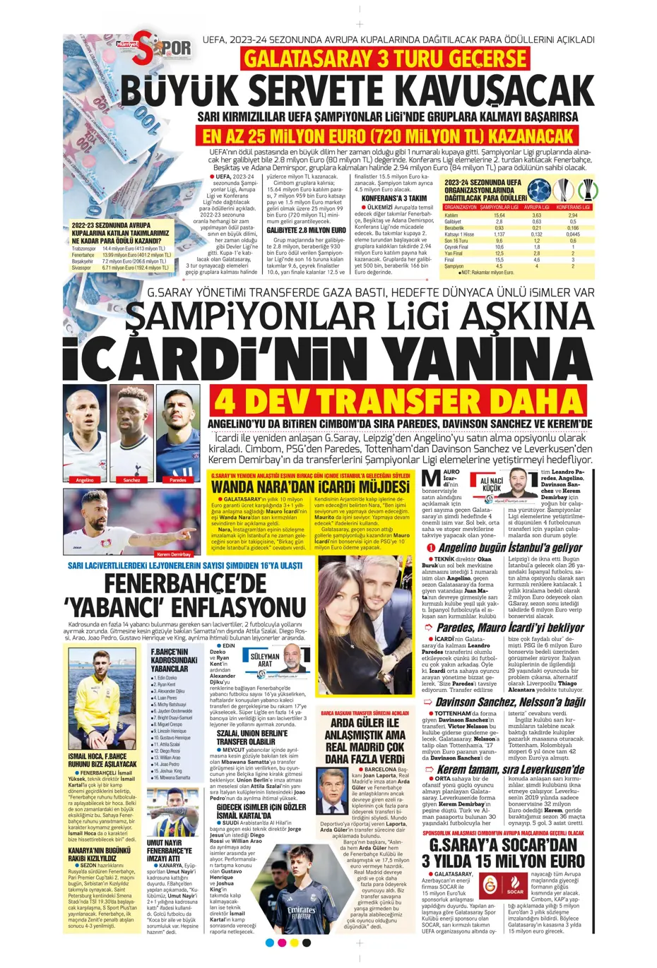 "Icardi'nin yanına 4 dev transfer daha" | Sporun manşetleri (12 Temmuz 2023) - 17
