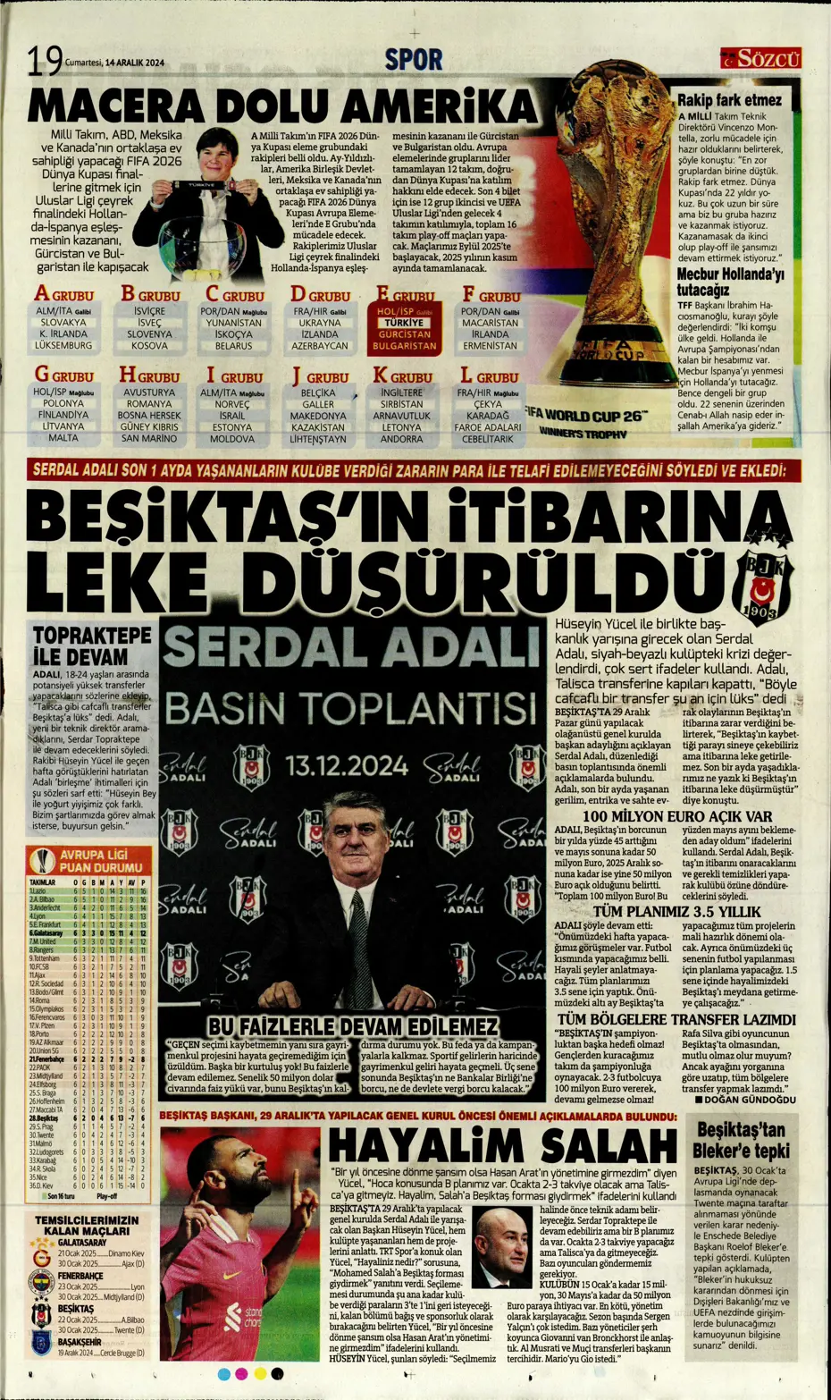 "Boscagli ve Hancko listeye girdi" | Sporun manşetleri - 31 "Boscagli ve Hancko listeye girdi" | Sporun manşetleri - 31