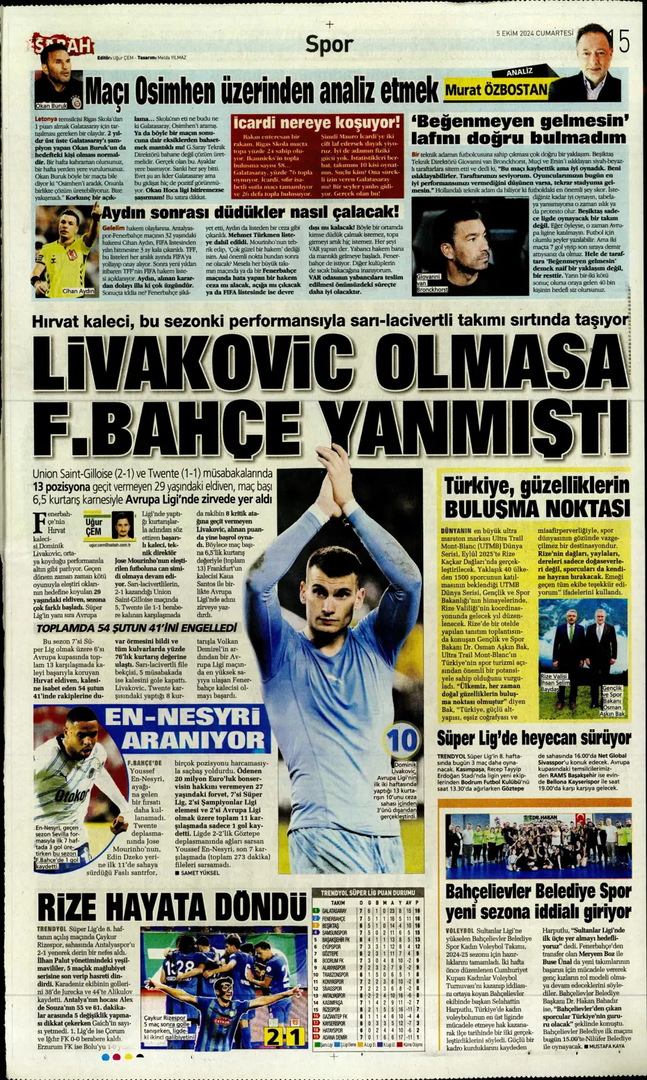 "Mourinho radara girdi" | Sporun manşetleri (5 Ekim 2024) - 25