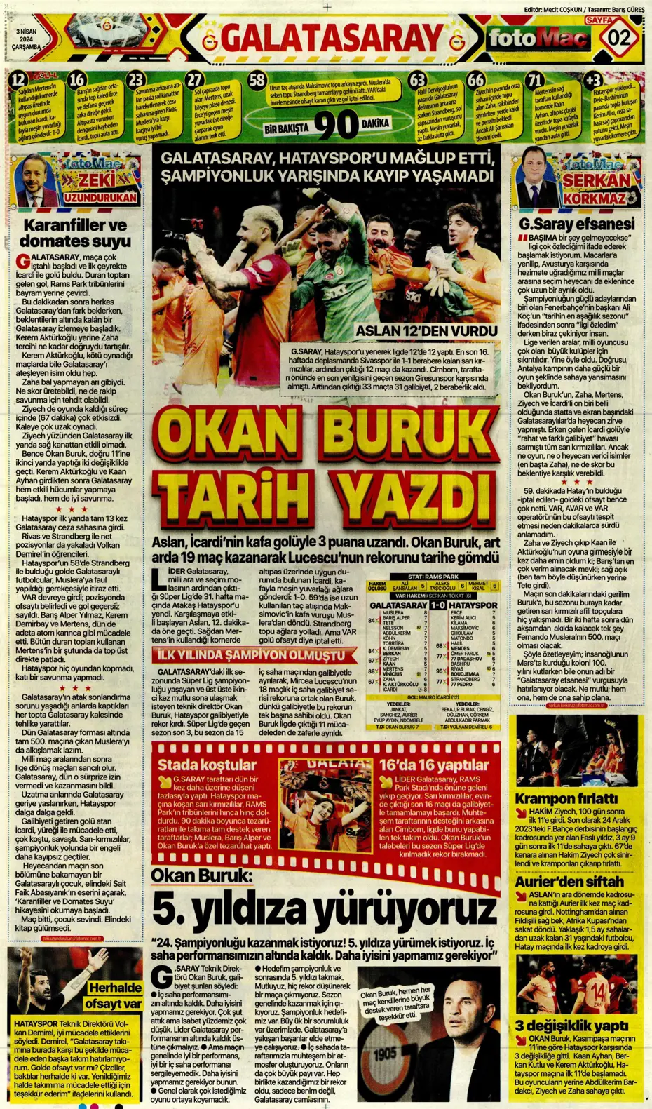"Lige devam, kupa askıda" | Sporun manşetleri (3 Nisan 2024) - 33