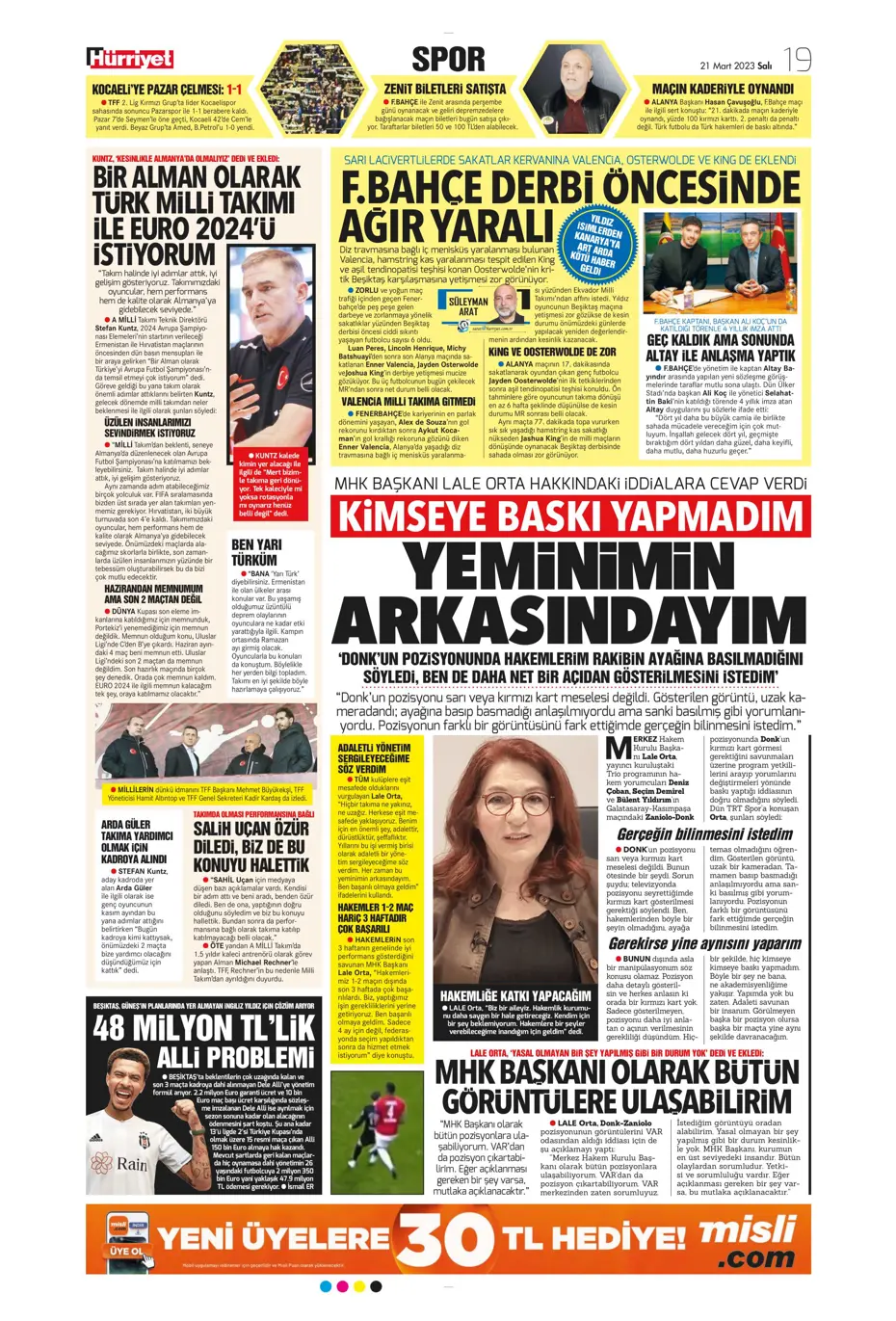 "Aslan'da transfer zirvesi" - Sporun manşetleri (21 Mart 2023) - 23