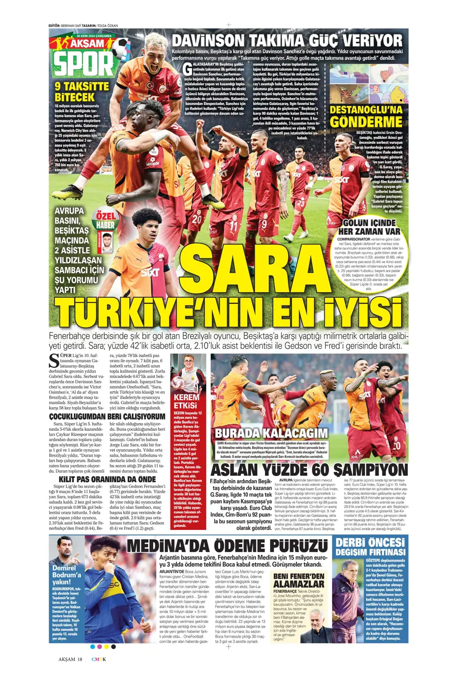 "Anderson Talisca atağı" | Sporun manşetleri - 2