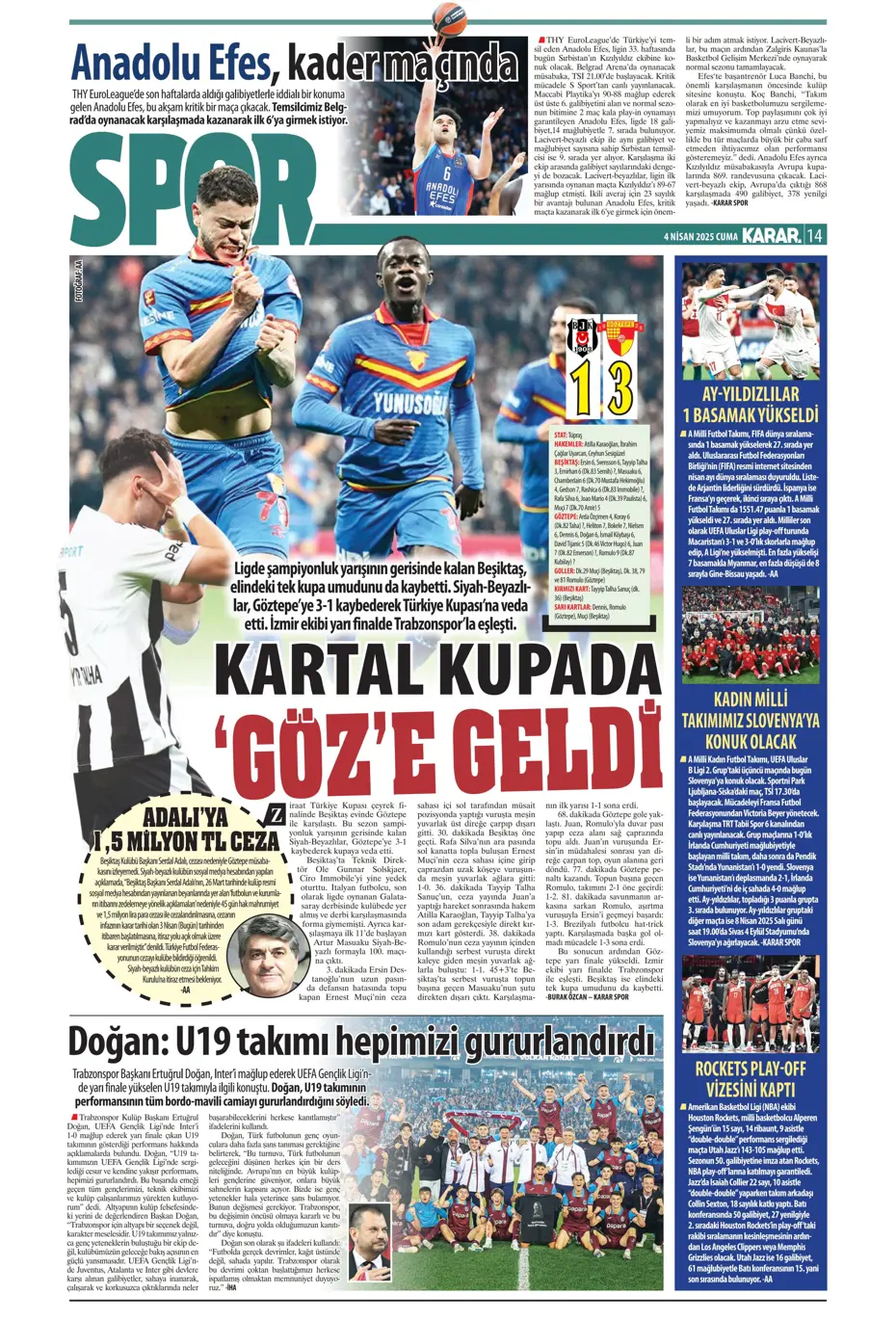 "Derbideki kavgalara ağır fatura" | Sporun manşetleri - 17