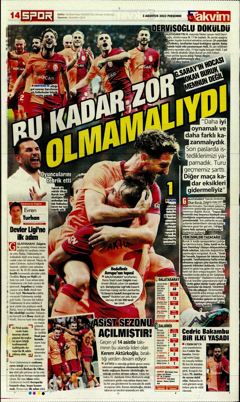 "Adım adım Devler Ligi'ne" | Sporun Manşetleri - 36