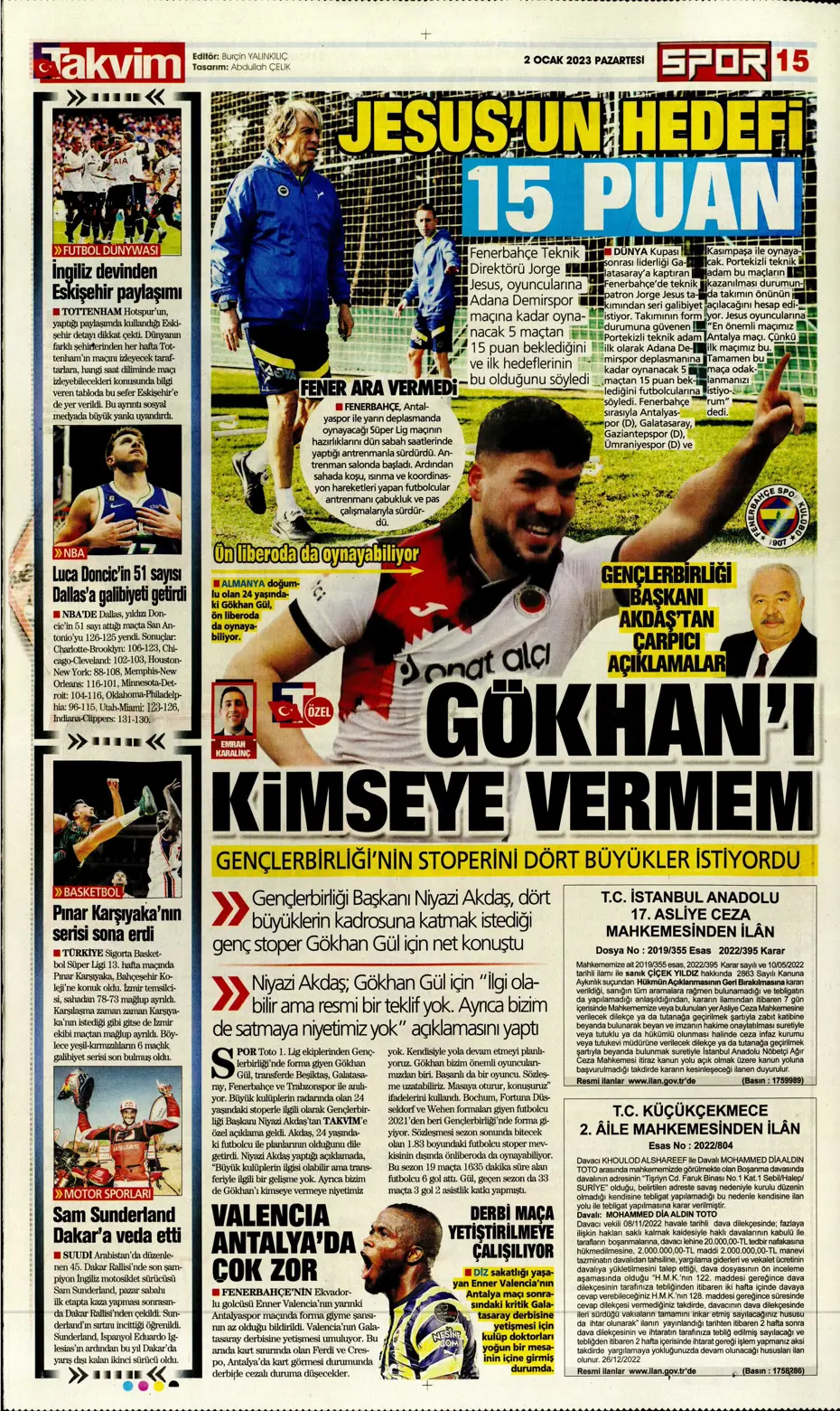 Sporun Manşetleri (2 Ocak 2023) - 28