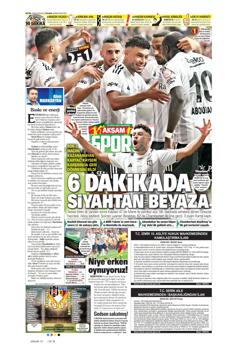 "Hesaplar Kahveci'den" | Sporun manşetleri (25 Eylül 2023) - 4