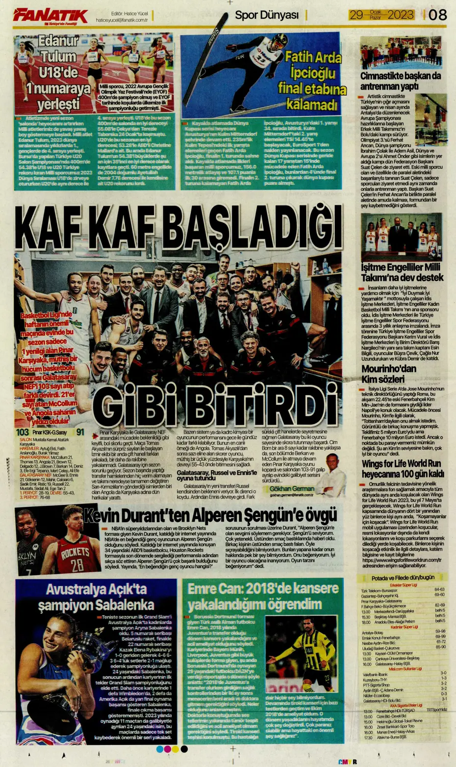 Sporun Manşetleri (29 Ocak 2023) - 13