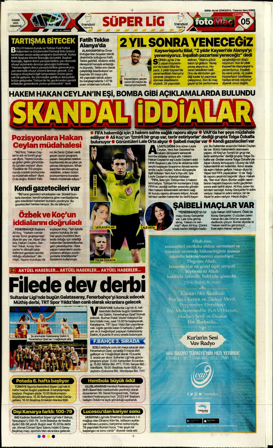 "Derbinin şifresi ilk çeyrek" | Sporun manşetleri (4 Kasım 2023) - 16