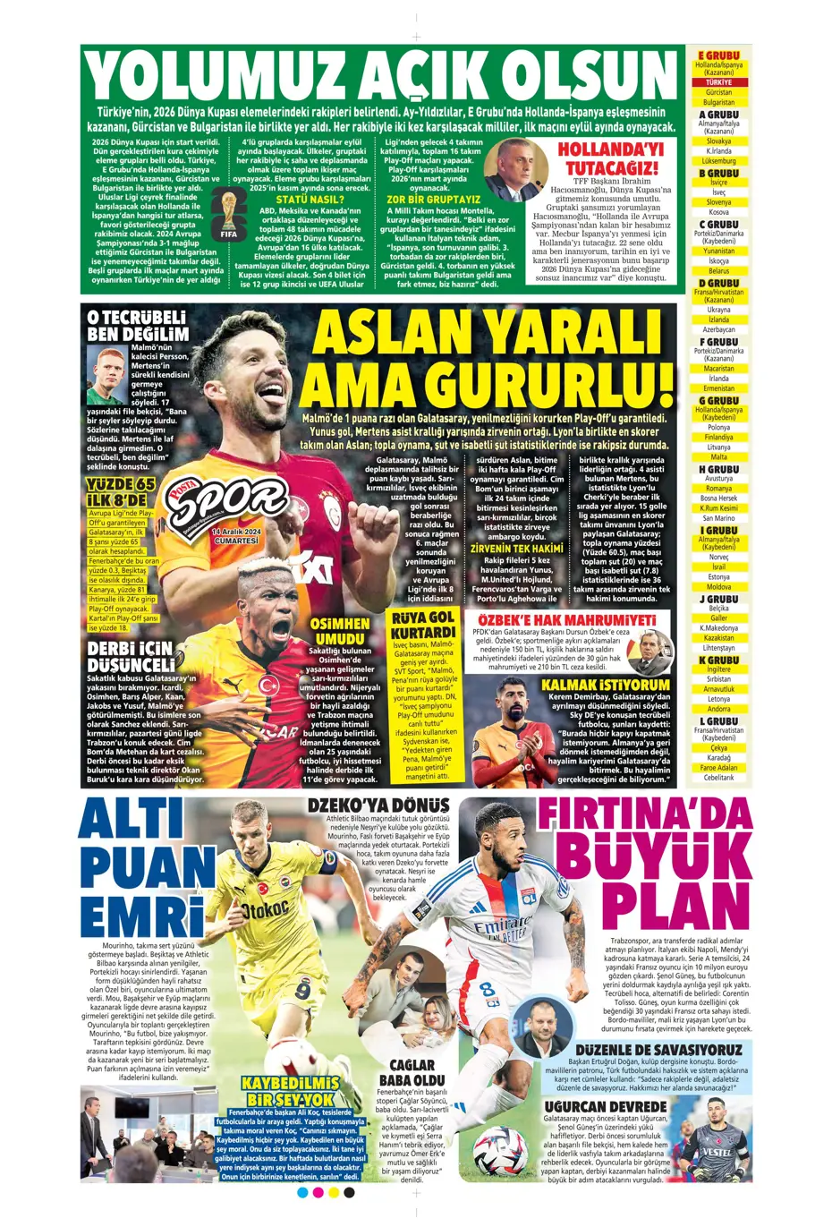 "Boscagli ve Hancko listeye girdi" | Sporun manşetleri - 25 "Boscagli ve Hancko listeye girdi" | Sporun manşetleri - 25