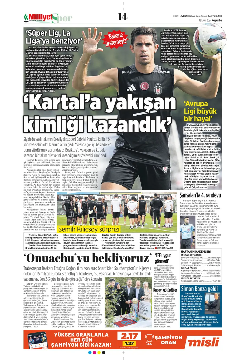"12 milyon Euro'ya Cim Bom'da" | Sporun manşetleri (12 Eylül 2024) - 20