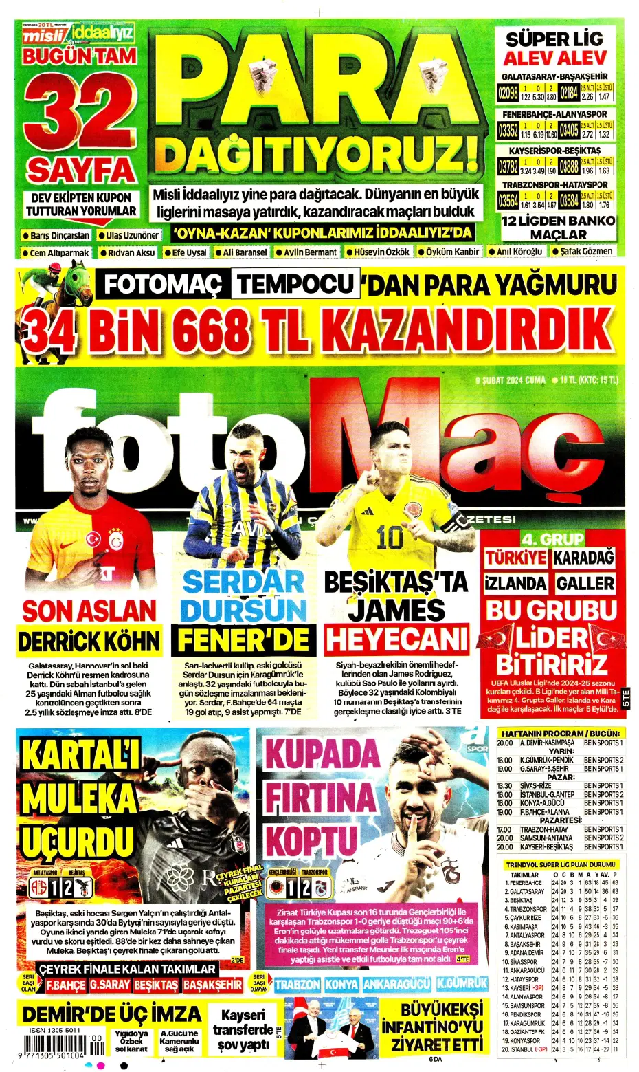 "Icardi &amp; Dzeko'yu geçti" | Sporun manşetleri (9 Şubat 2024) - 8