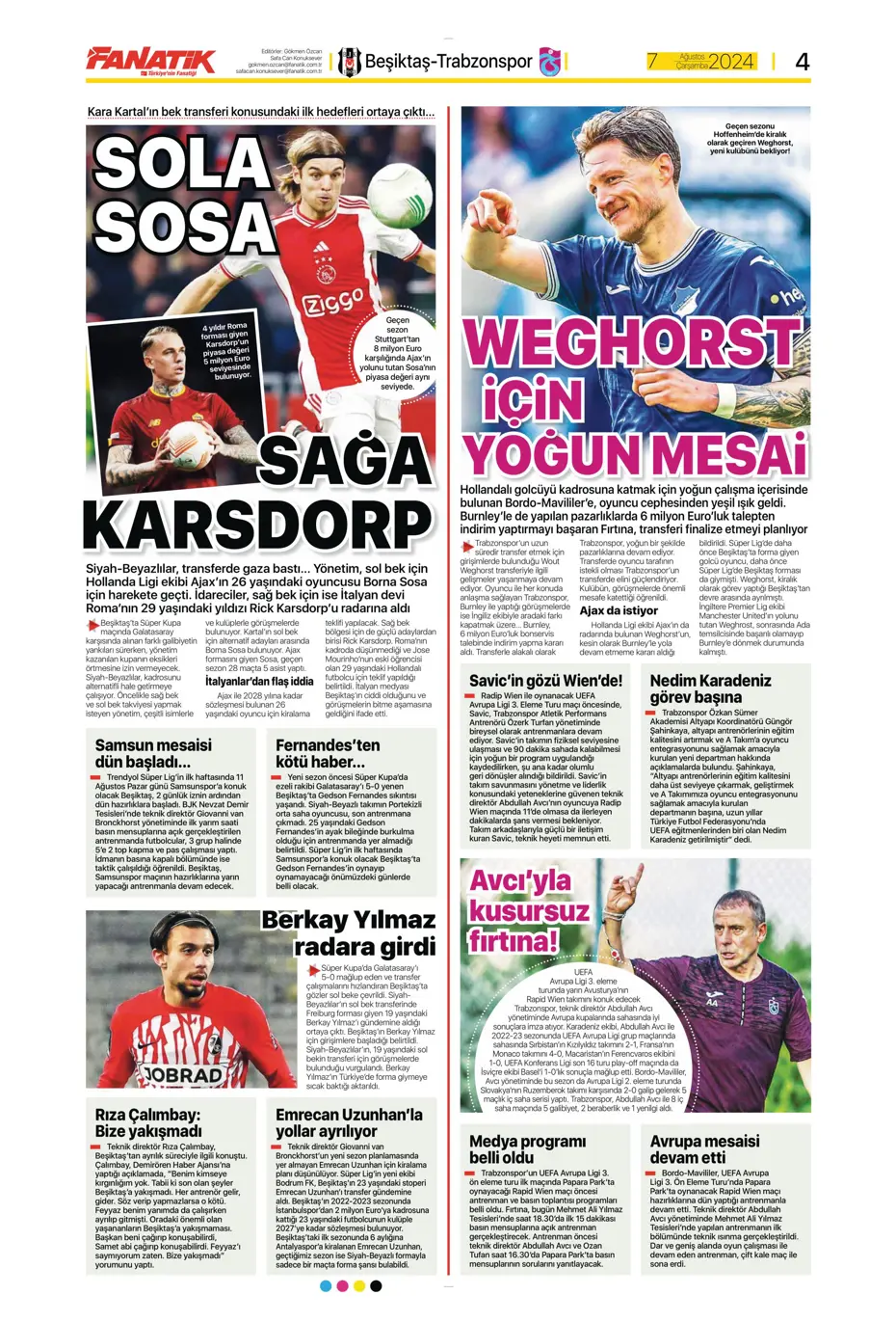 "12 milyon euroya Becao" | Sporun manşetleri - 7 "12 milyon euroya Becao" | Sporun manşetleri - 7