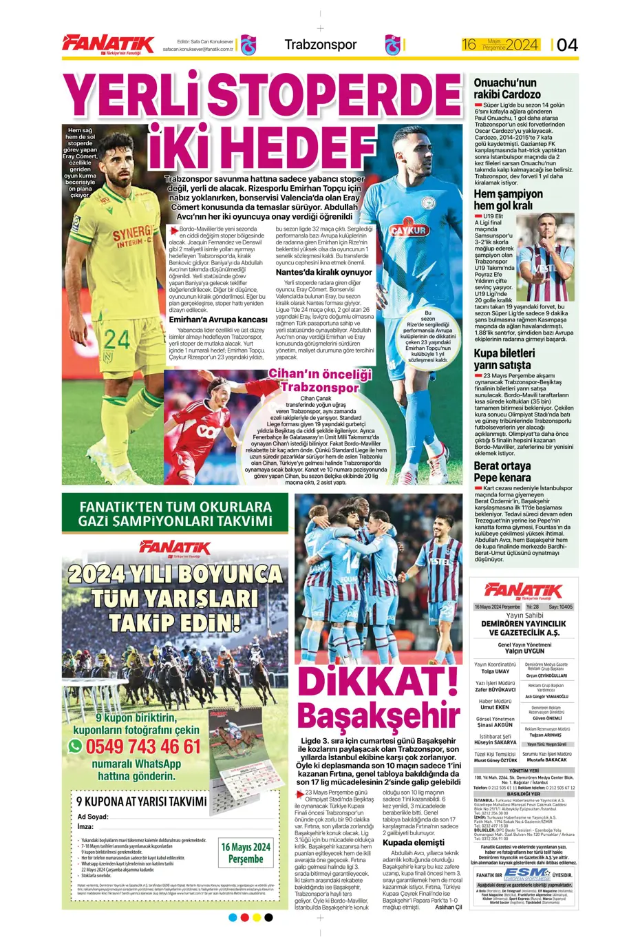 "İlk hedef Preciado" | Sporun manşetleri (16 Mayıs 2024) - 2