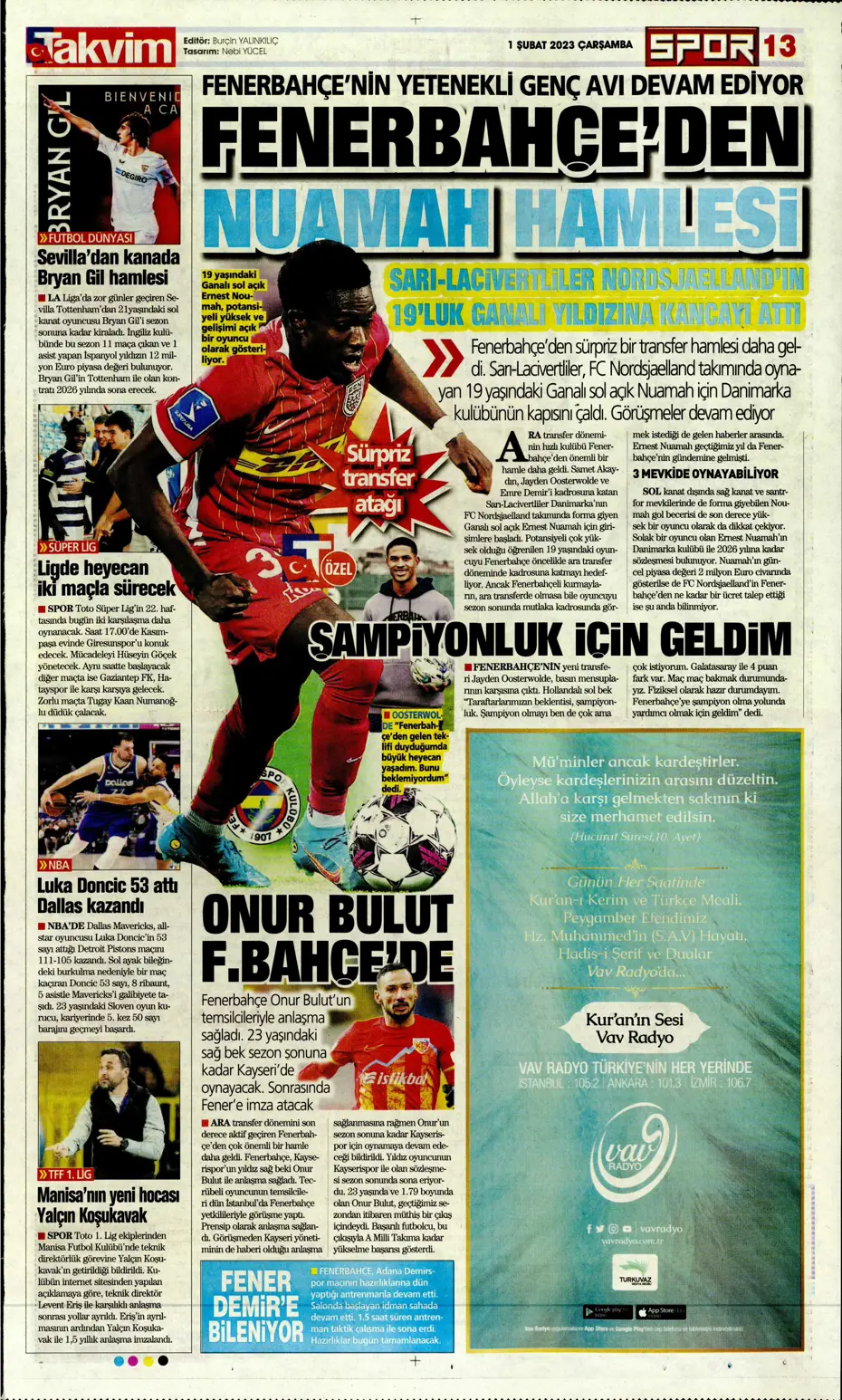 Sporun Manşetleri (1 Şubat 2023) - 35