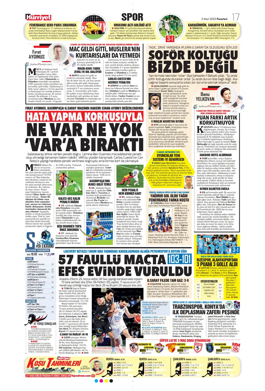 "Zirvede fark 4" | Sporun manşetleri - 17