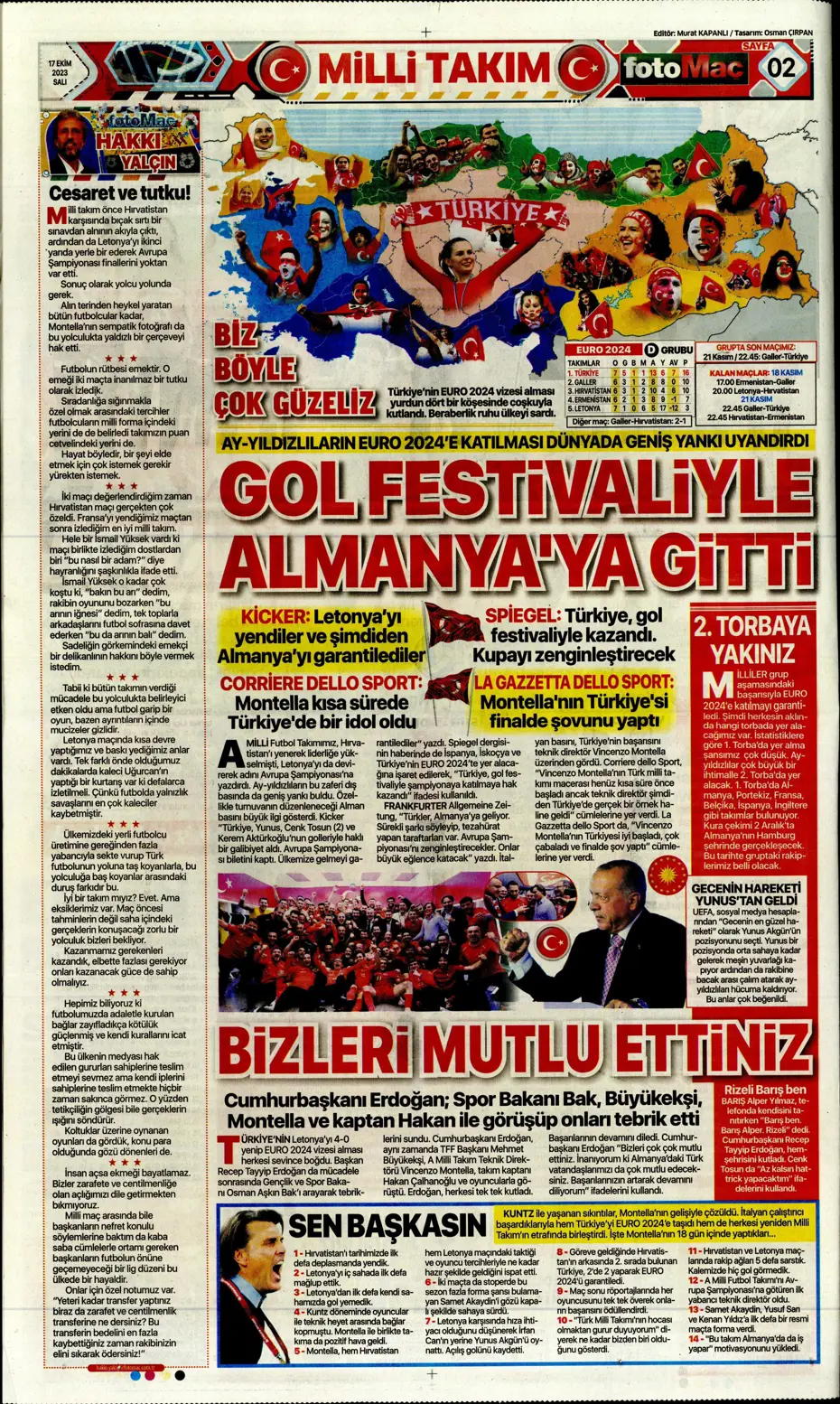 "Türk duvarı Abdülkerim Bardakcı" | Sporun manşetleri (17 Ekim 2023) - 13 "Türk duvarı Abdülkerim Bardakcı" | Sporun manşetleri (17 Ekim 2023) - 13