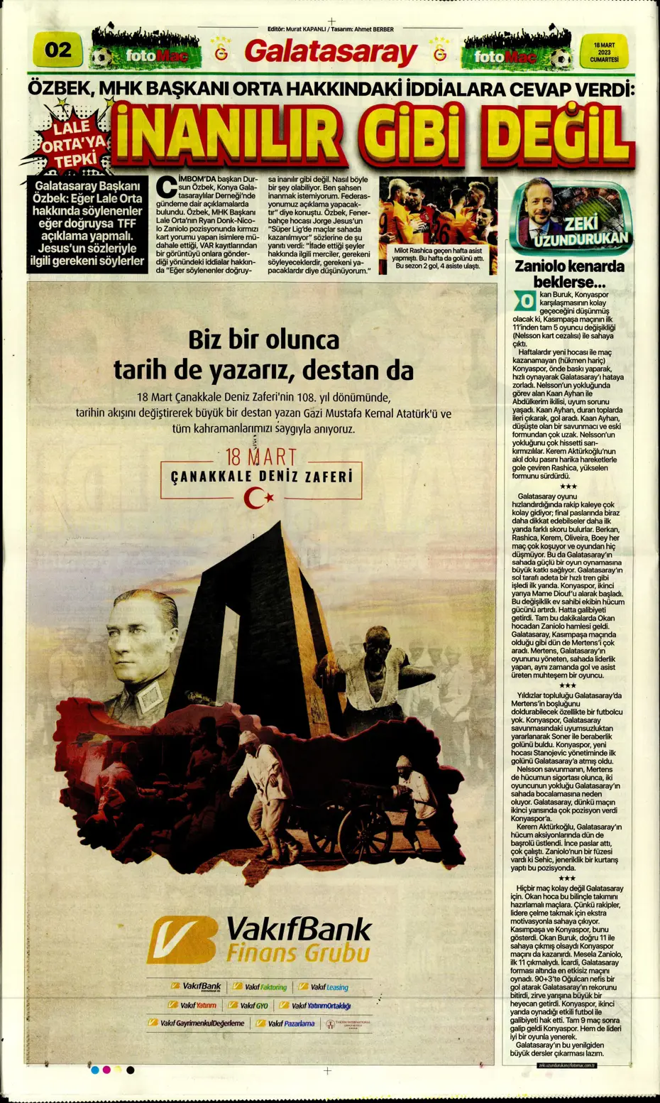 "Aslan yıkıldı" - Gazete manşetleri (18 Mart 2023) - 12