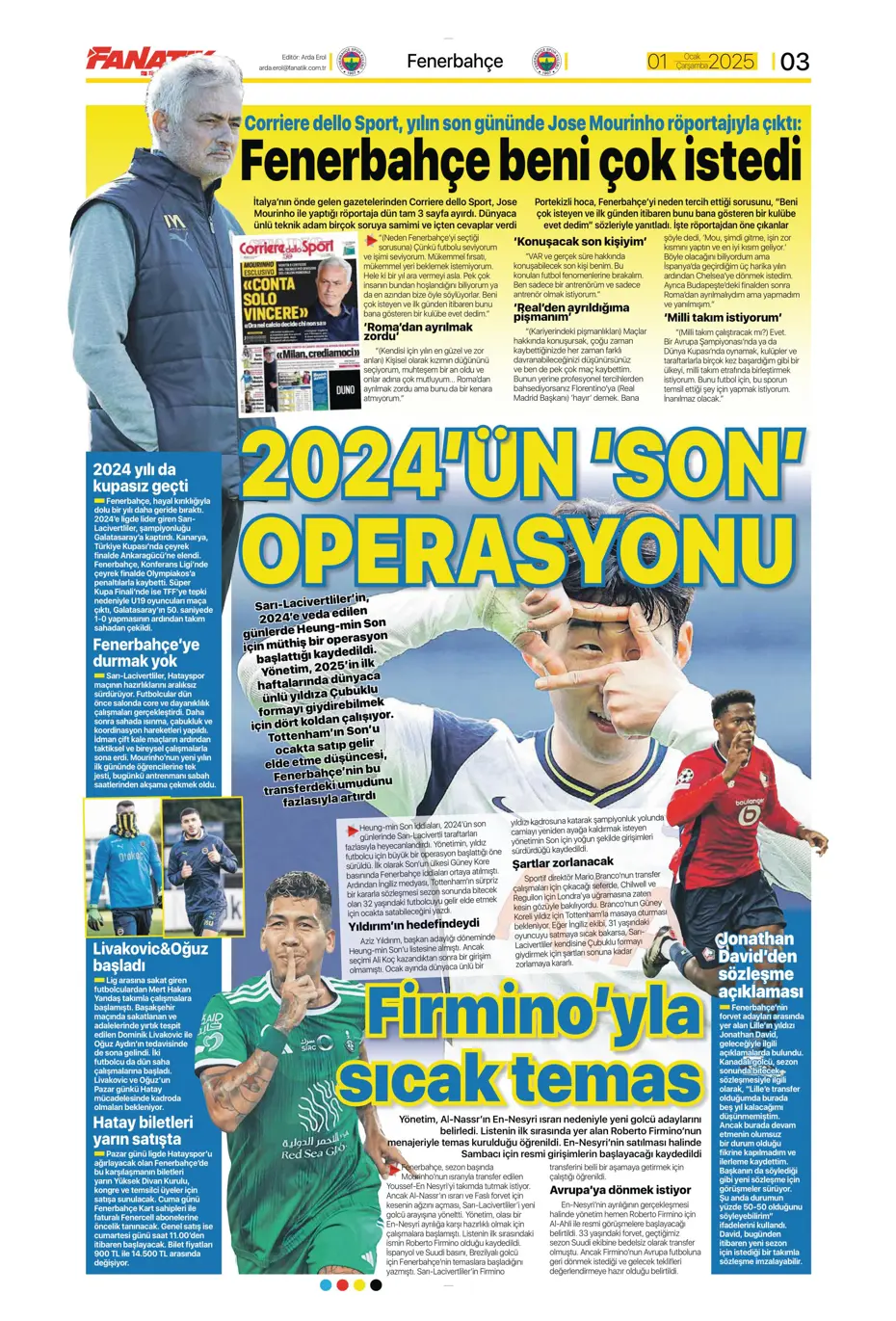 "Sergen Yalçın ve ekibi cumartesi başlıyor" | Sporun manşetleri (1 Ocak 2025) - 7