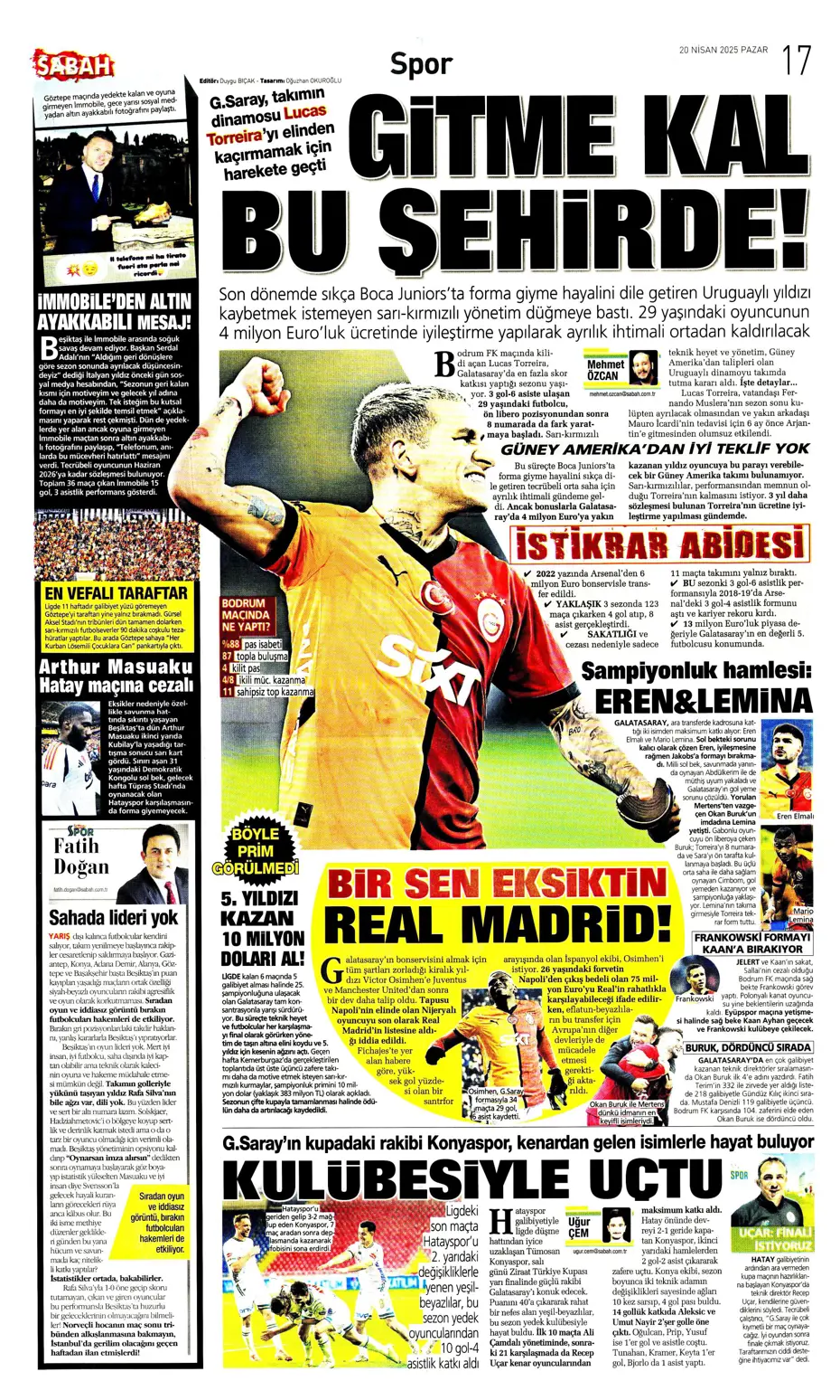 "Oğuz Aydın için geldiler" | Sporun manşetleri - 30