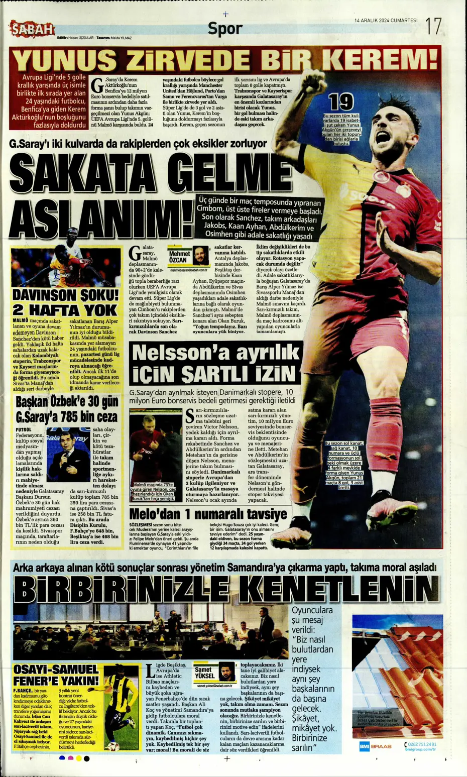"Boscagli ve Hancko listeye girdi" | Sporun manşetleri - 27 "Boscagli ve Hancko listeye girdi" | Sporun manşetleri - 27