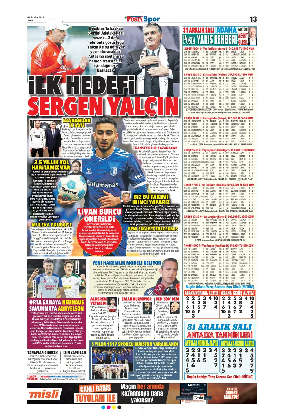 "Sergen Yalçın'la ilk görüşme" | Sporun manşetleri - 27