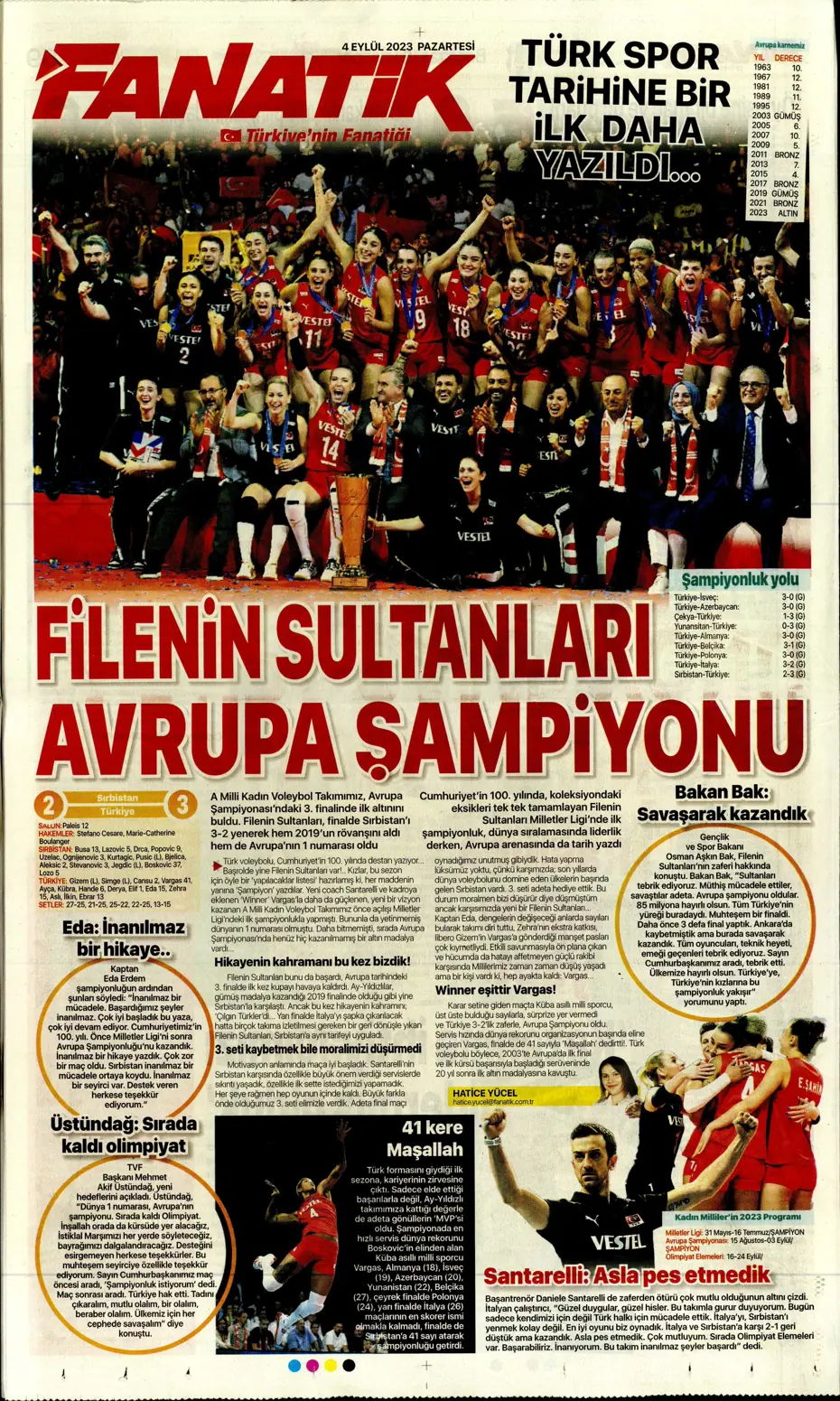 "100'ümüzün akı Türk kadını" | Sporun manşetleri (4 Eylül 2023) - 4