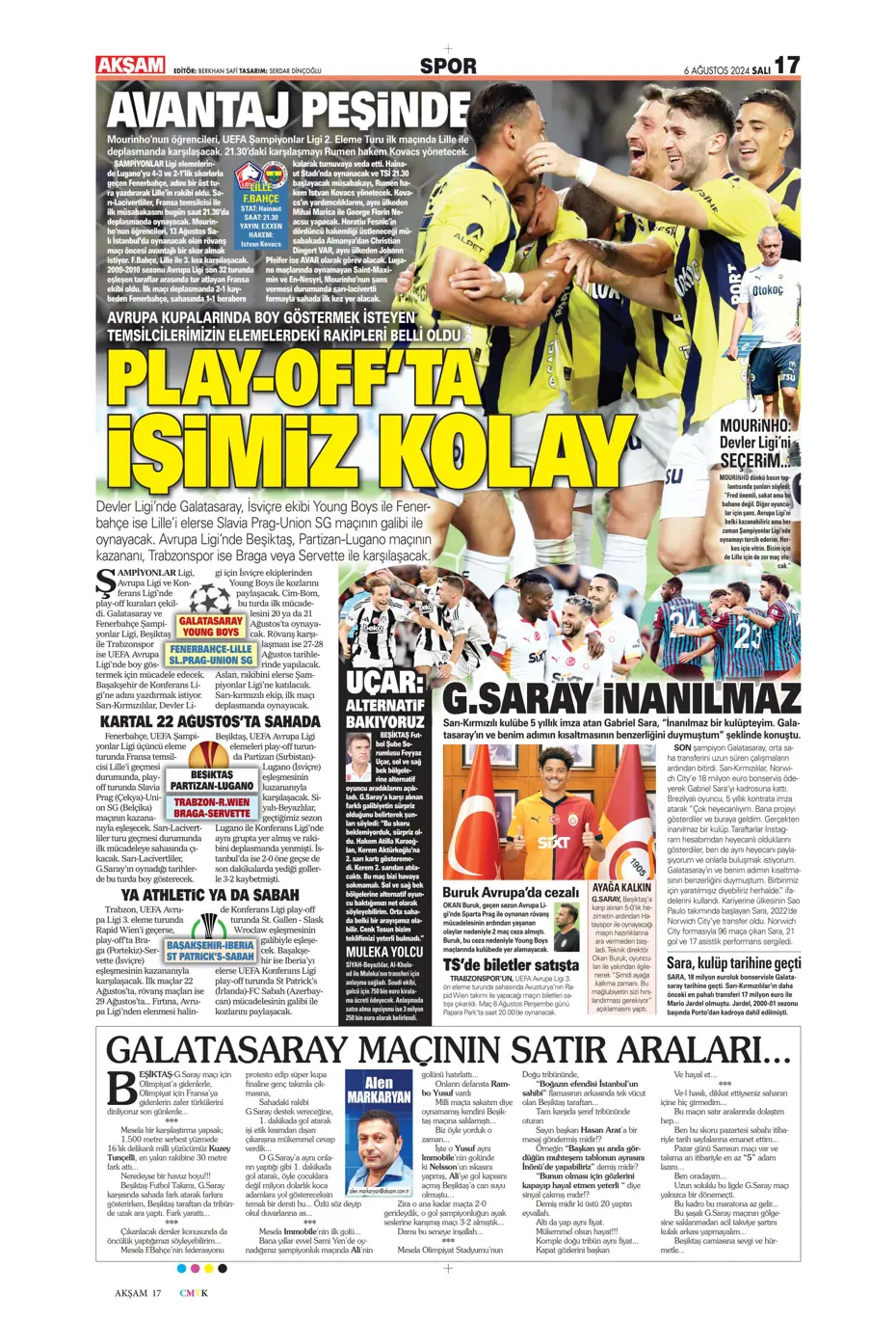 "Kartal'dan Cengiz sürprizi" | Sporun manşetleri (6 Ağustos 2024) - 2 "Kartal'dan Cengiz sürprizi" | Sporun manşetleri (6 Ağustos 2024) - 2