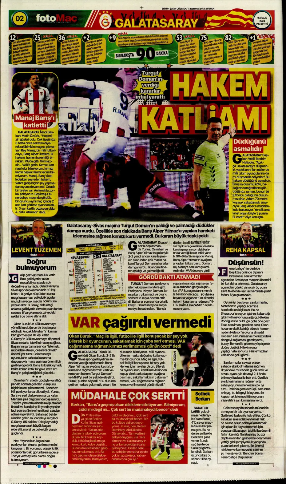 "Hakem katliamı" | Sporun manşetleri - 9 "Hakem katliamı" | Sporun manşetleri - 9
