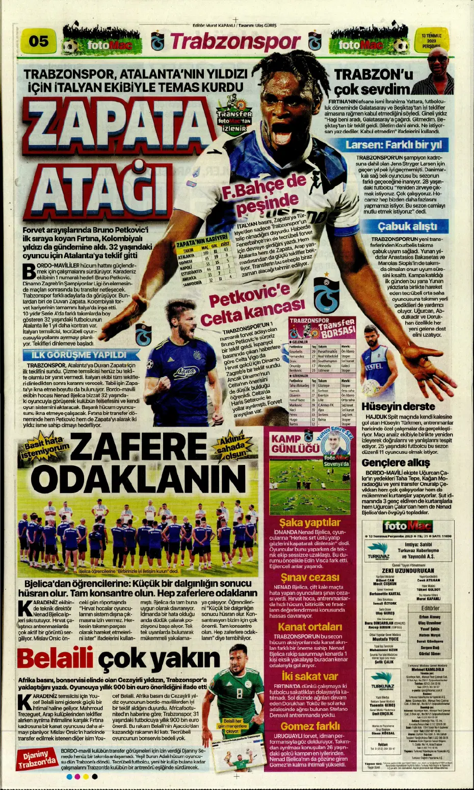 "Aslan Thiago" | Sporun manşetleri (13 Temmuz 2023) - 10