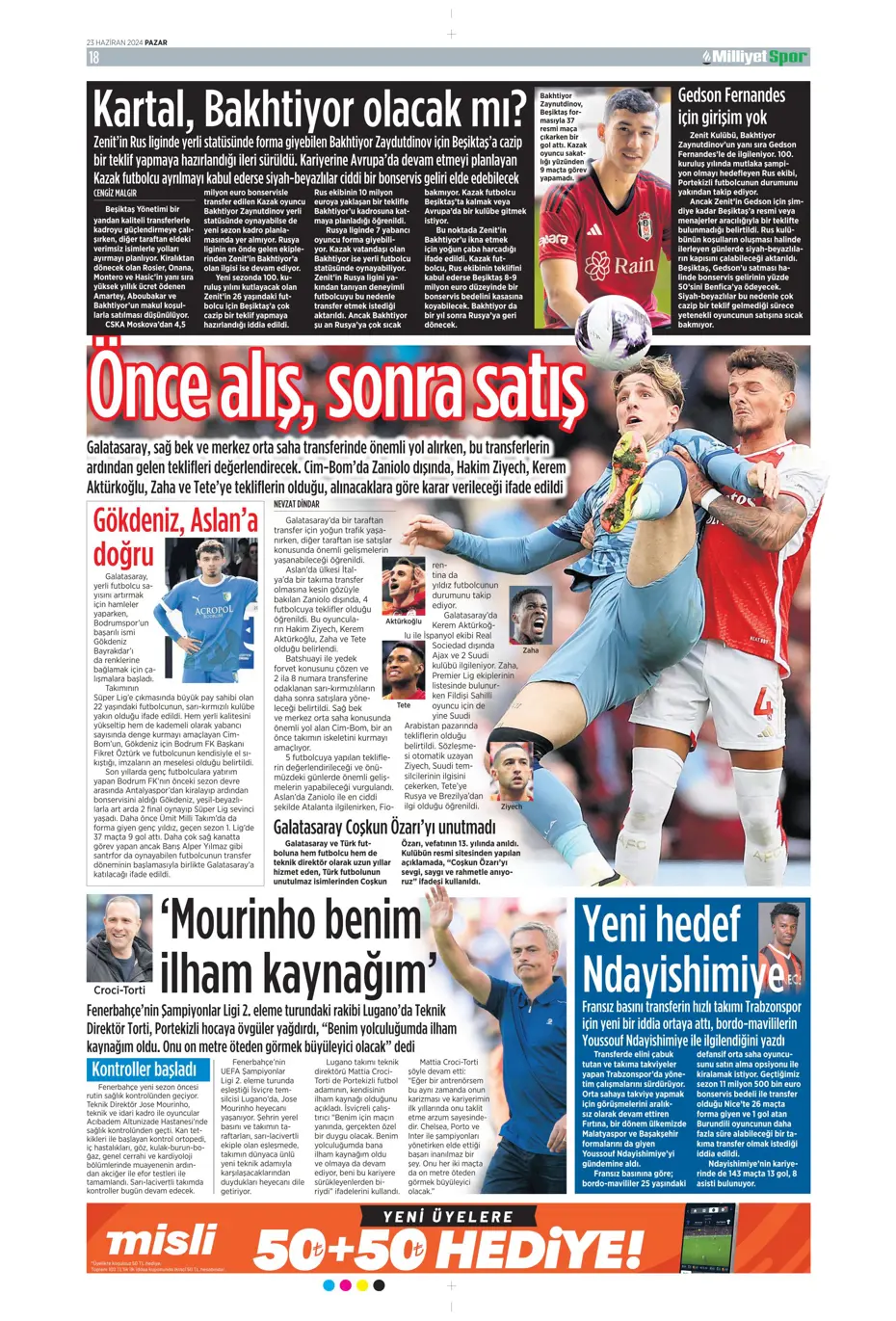 "Liderlik gitti tur elimizde" | Sporun Manşetleri (23 Haziran 2024) - 29