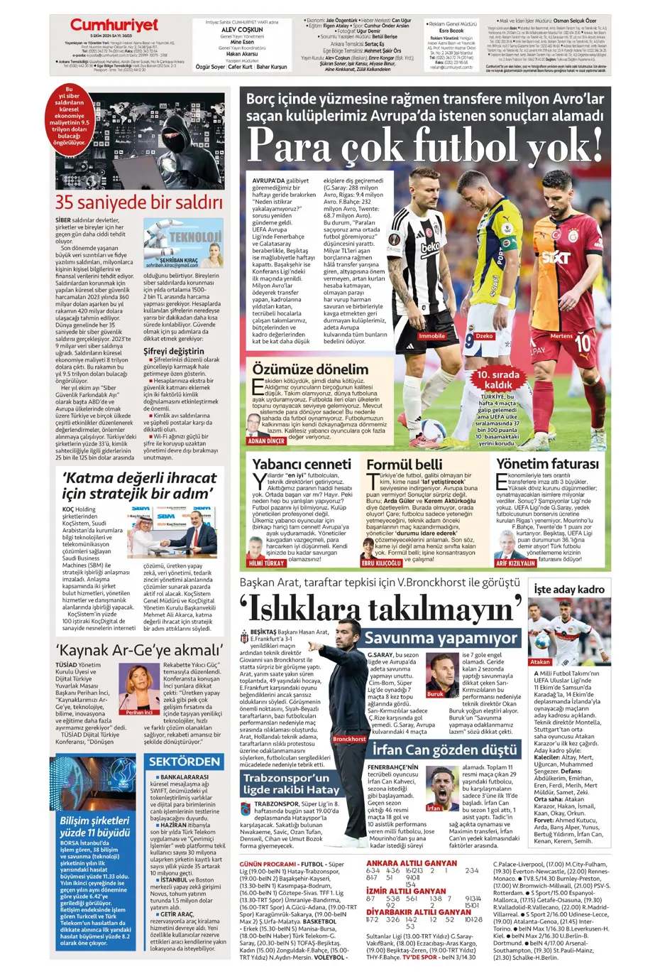 "Mourinho radara girdi" | Sporun manşetleri (5 Ekim 2024) - 4