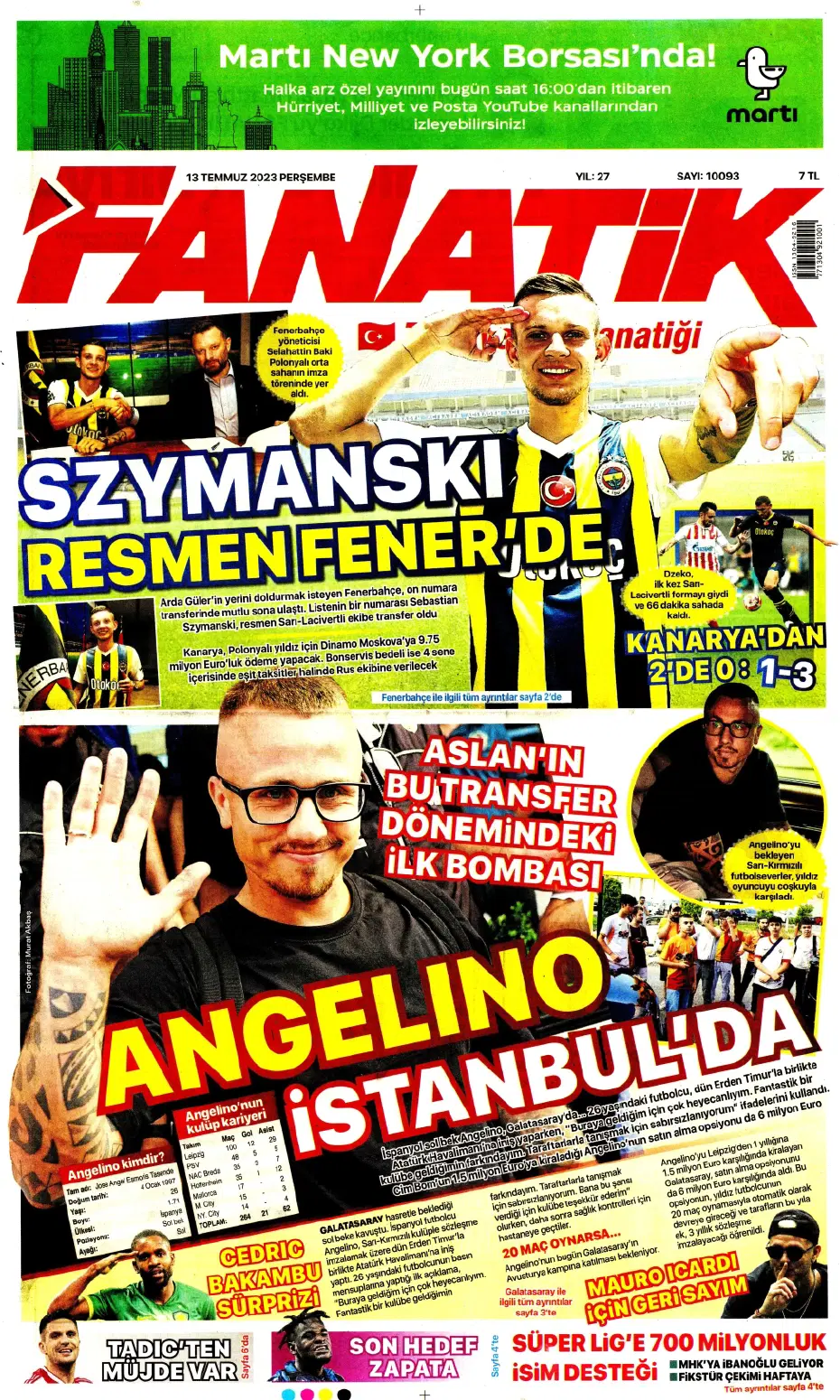 "Aslan Thiago" | Sporun manşetleri (13 Temmuz 2023) - 5