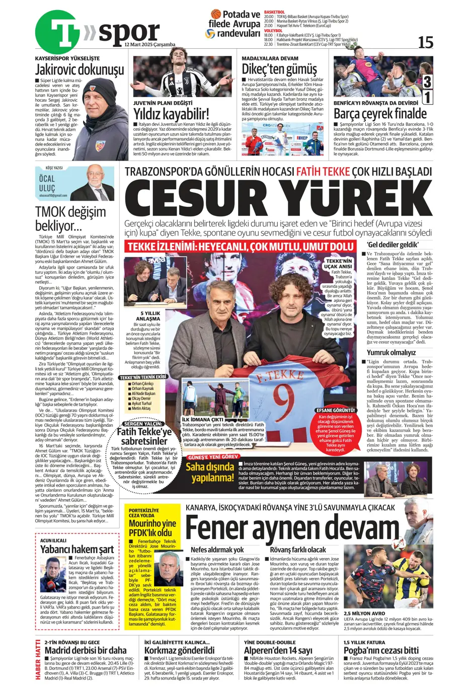 "Mourinho'nun Rangers stratejisi" | Sporun manşetleri - 29