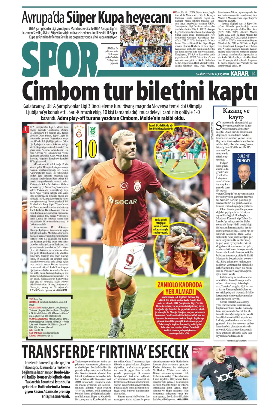 "Devler Ligi'ne kaldı 1 adım" | Sporun Manşetleri - 18