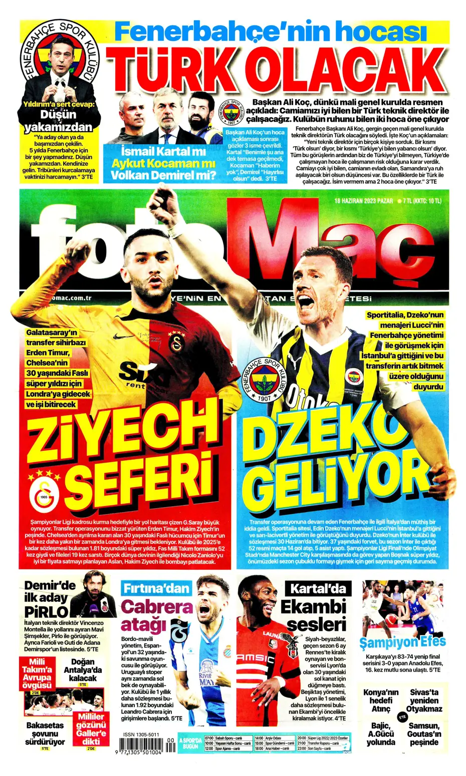 "Dzeko bavulları topluyor" Sporun manşetleri (18 Haziran 2023) - 8