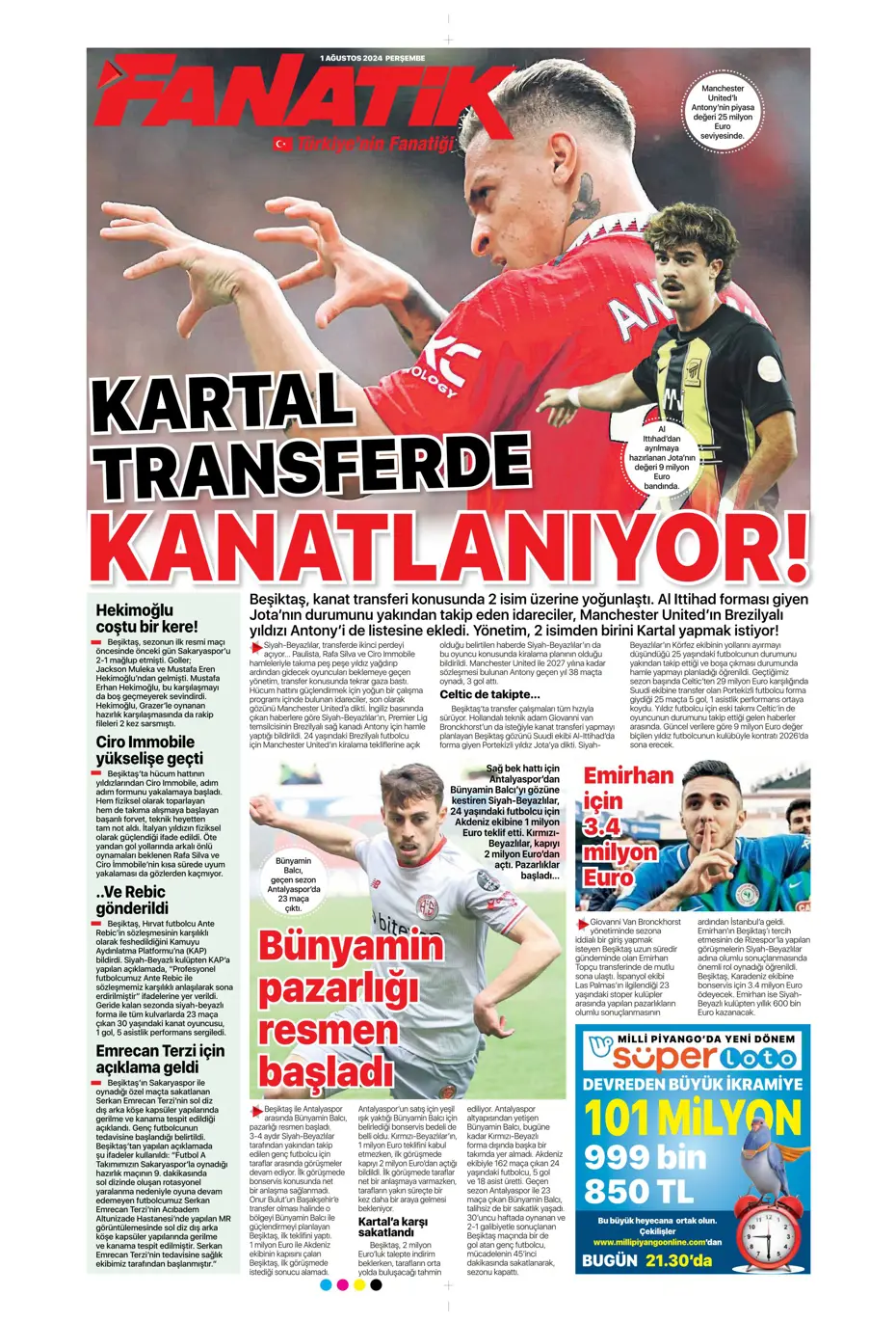 "McTominay Aslan oluyor" | Sporun manşetleri (1 Ağustos 2024) - 8 "McTominay Aslan oluyor" | Sporun manşetleri (1 Ağustos 2024) - 8