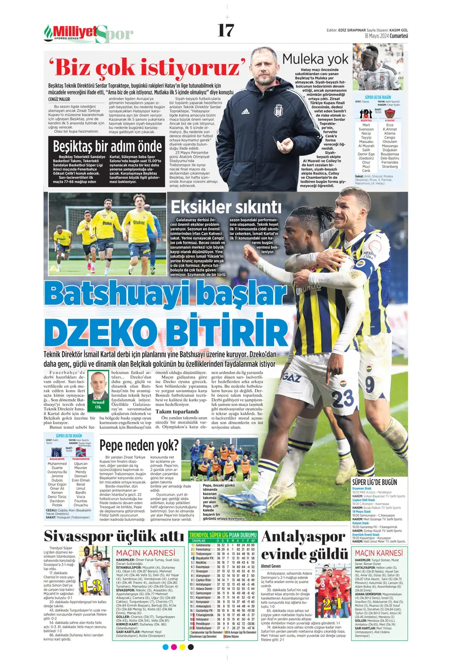 "Süper Lig'de cumartesi ateşi" | Sporun Manşetleri - 23 "Süper Lig'de cumartesi ateşi" | Sporun Manşetleri - 23